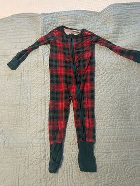 Little Sleepies Red and Green Plaid Footed One-Piece Pajamas